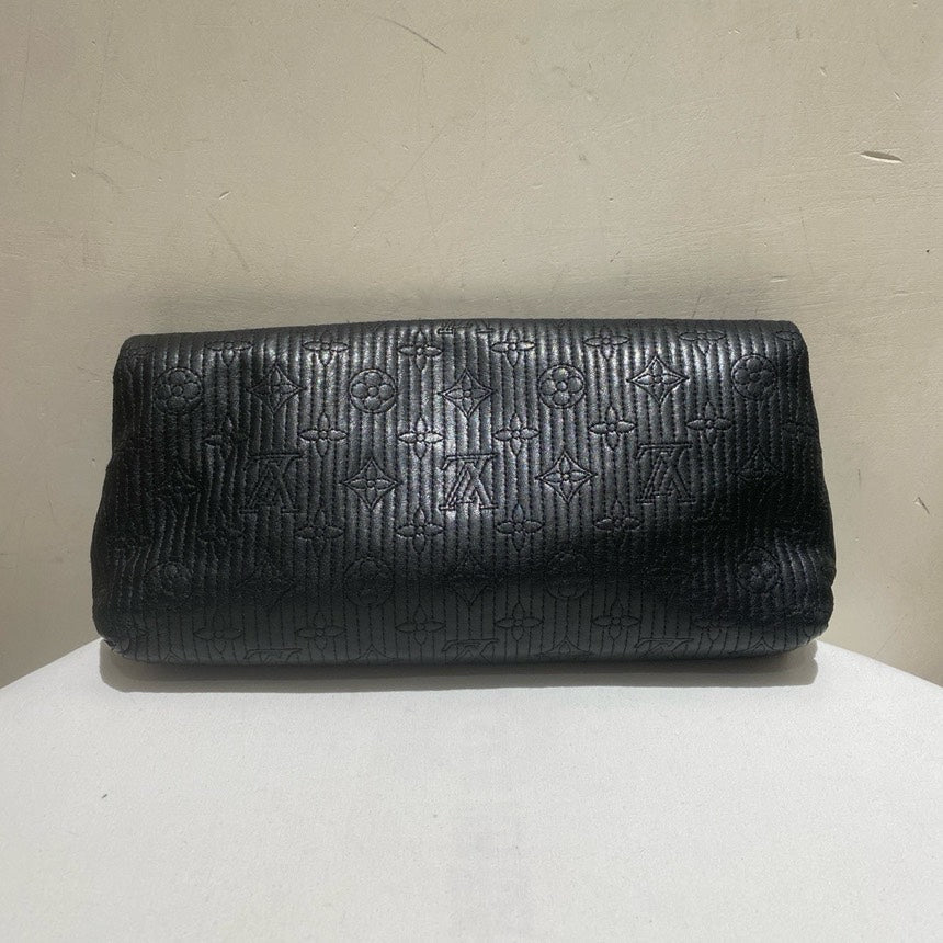 Louis Vuitton Black Leather Monogram Clutch Medium