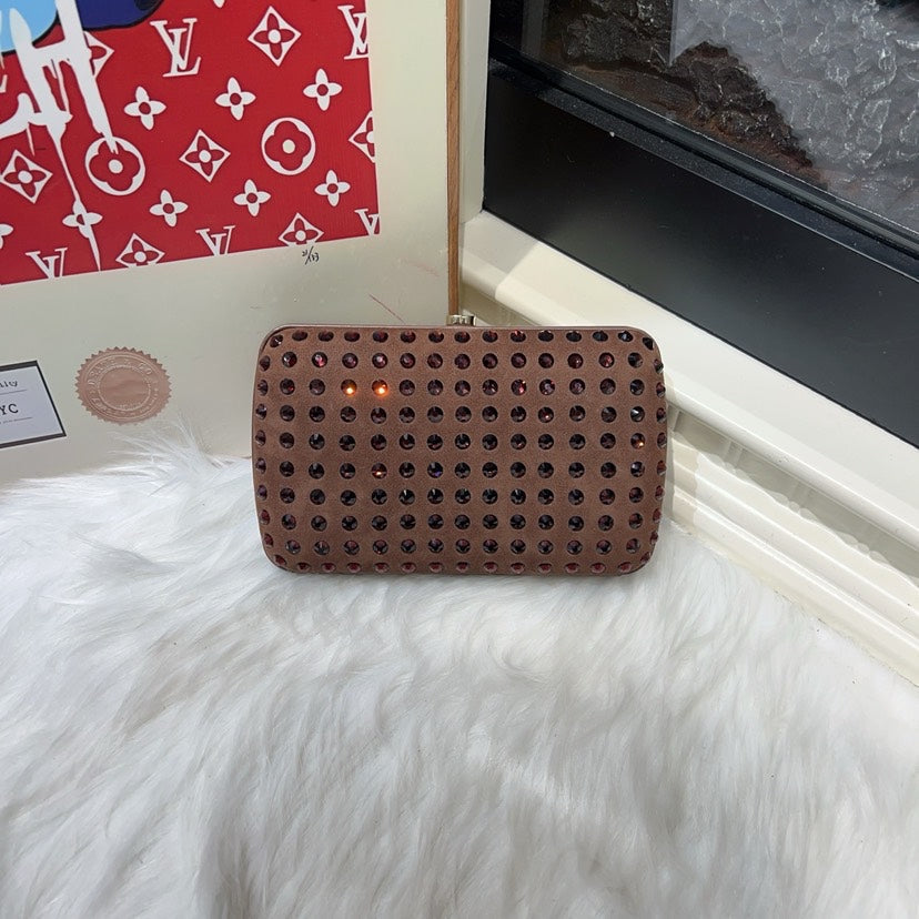 Gucci Brown Studded Clutch Small