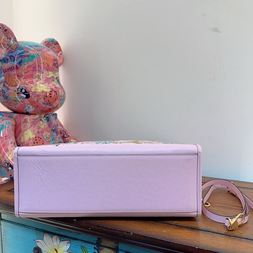 Gucci Tiger Pink Canvas Tote Bag Medium Size