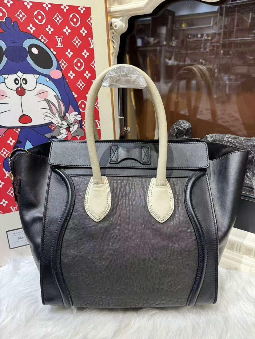 Celine Luggage Black Leather Tote Bag Medium