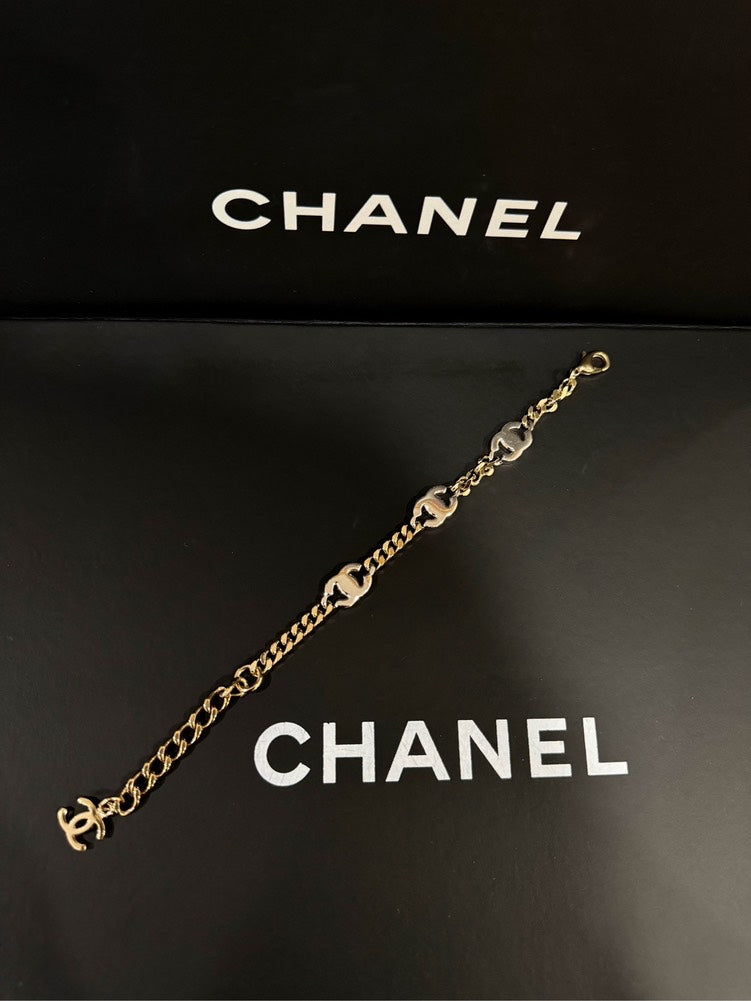 Chanel Gold Diamond CC Logo Bracelet 22S
