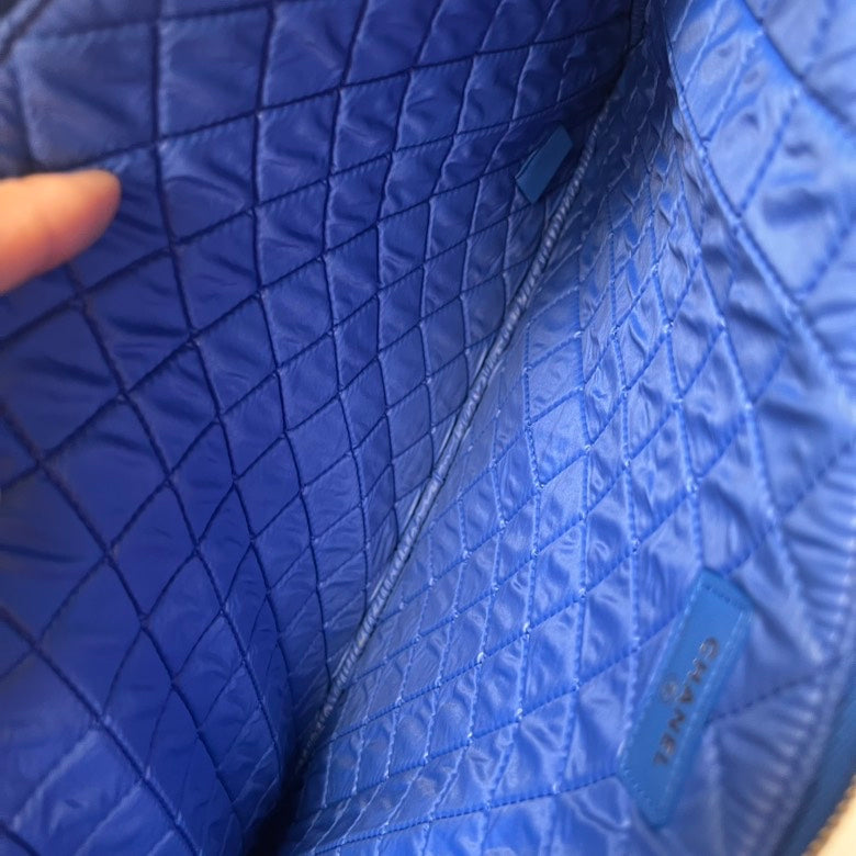 Chanel Blue Quilted Leather Clutch Large