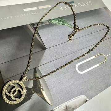 Chanel Gold-Tone CC Logo Pearl Pendant Necklace
