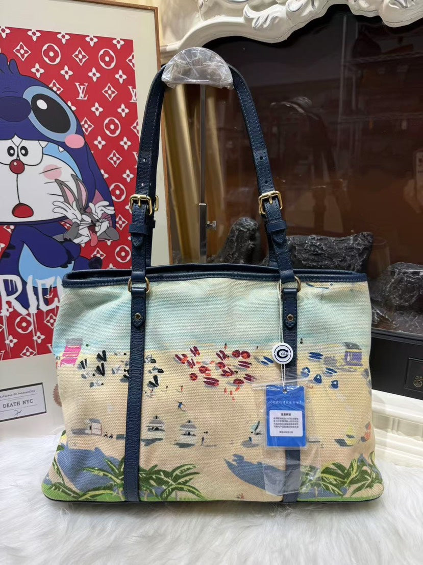 Louis Vuitton Cabas Blue Canvas Tote Bag Medium