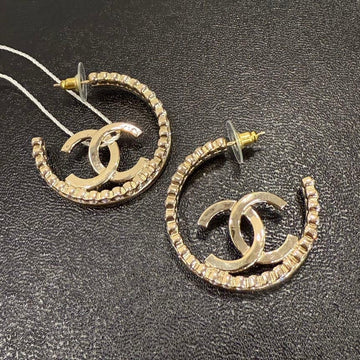 Chanel Gold Rhinestone Hoop Post Earrings