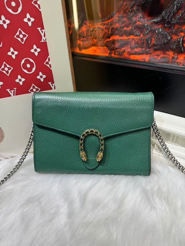 Gucci Dionysus Green Leather Chain Shoulder Bag