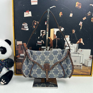 Celine Boogie Blue Canvas Shoulder Bag
