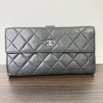 Chanel Lambskin Quilted Black Long Wallet