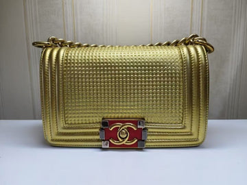 Chanel Leboy Gold Quilted Leather Shoulder Bag