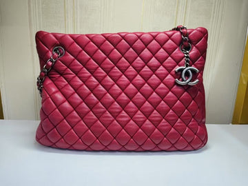 Chanel Red Quilted Leather Tote Large