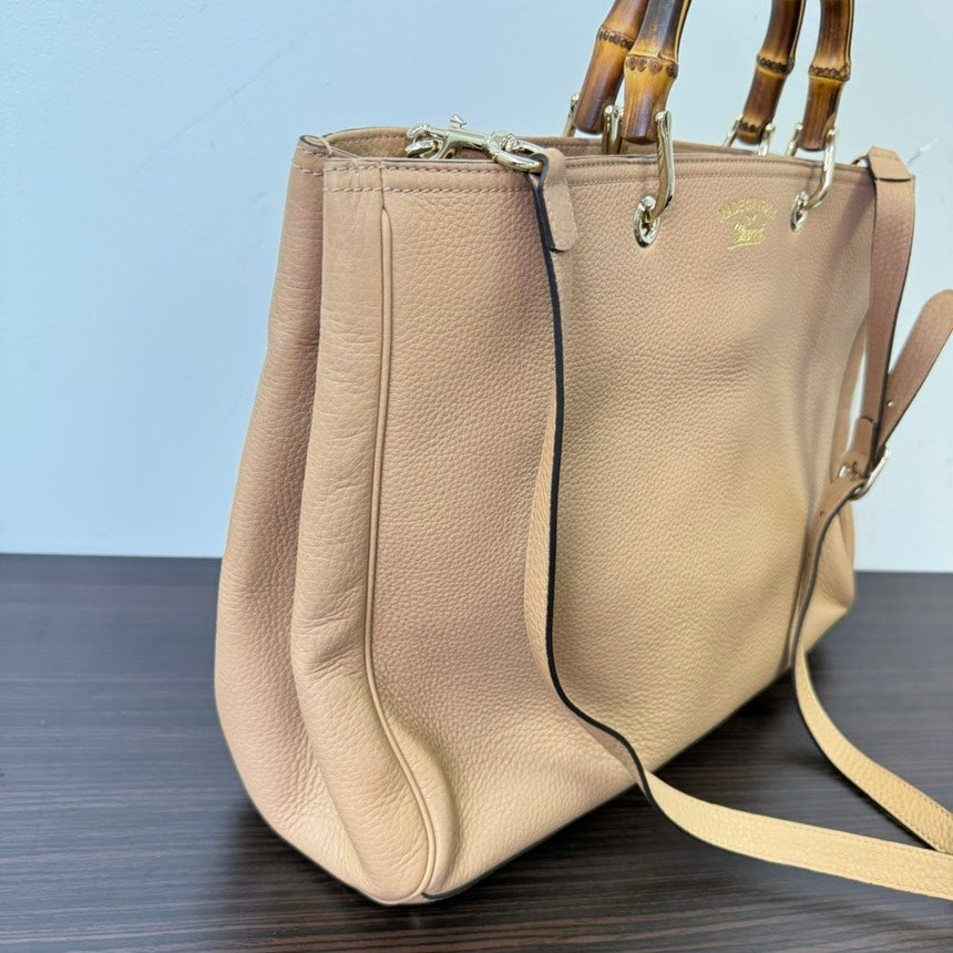 Gucci Bamboo Beige Leather 2way Tote Bag