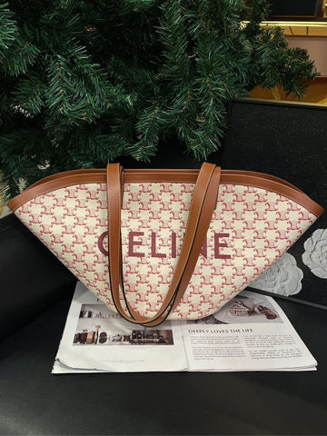 Celine Tanabata Limited Couffin Vegetable Basket Shoulder Bag Tan White