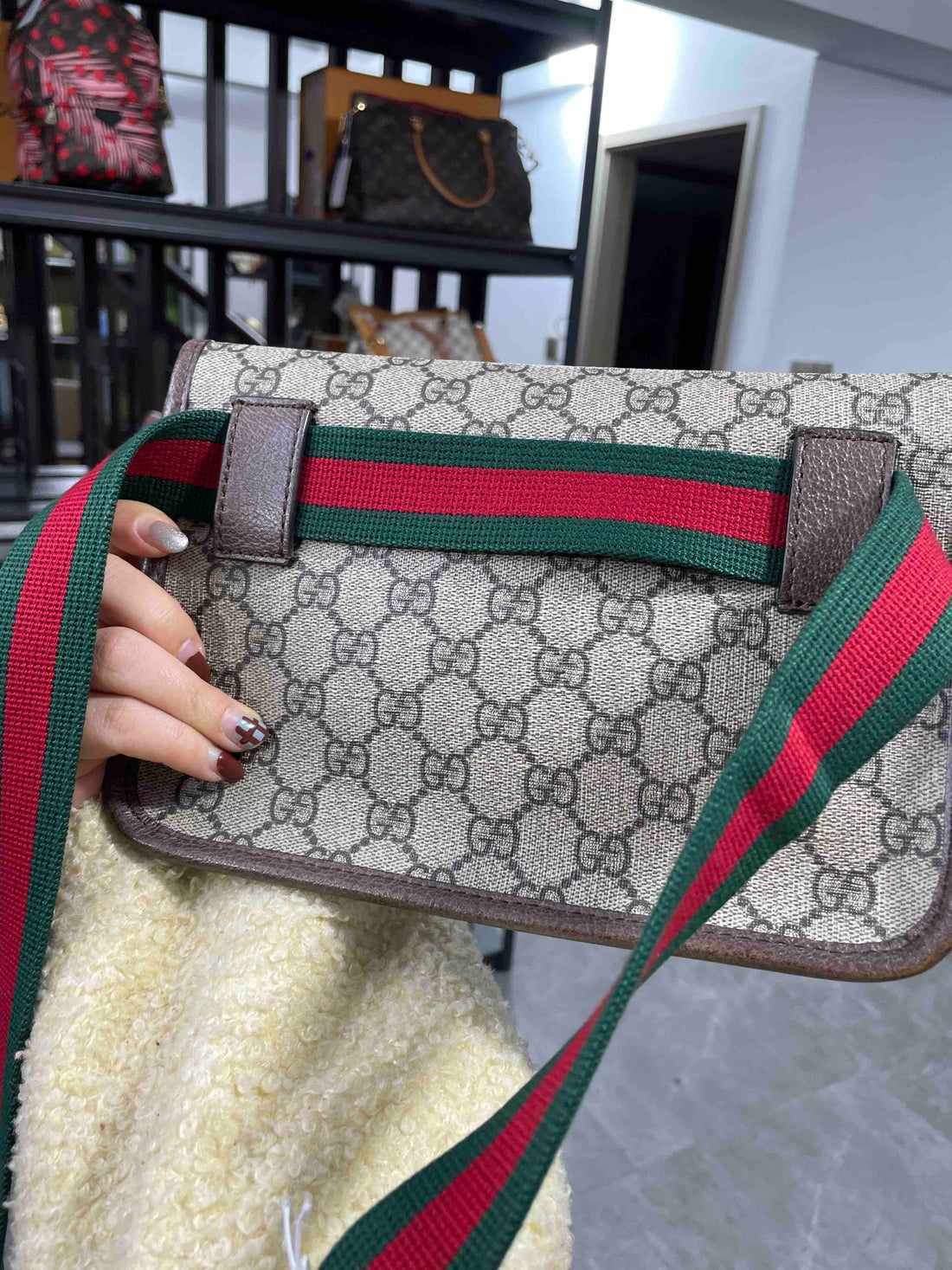 Gucci Ophidia Beige Canvas Crossbody Bag