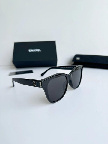 Chanel Black Acetate Square Sunglasses 54mm