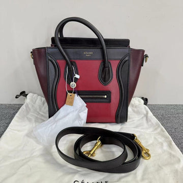 Celine Luggage Nano Bag Red Black Tote