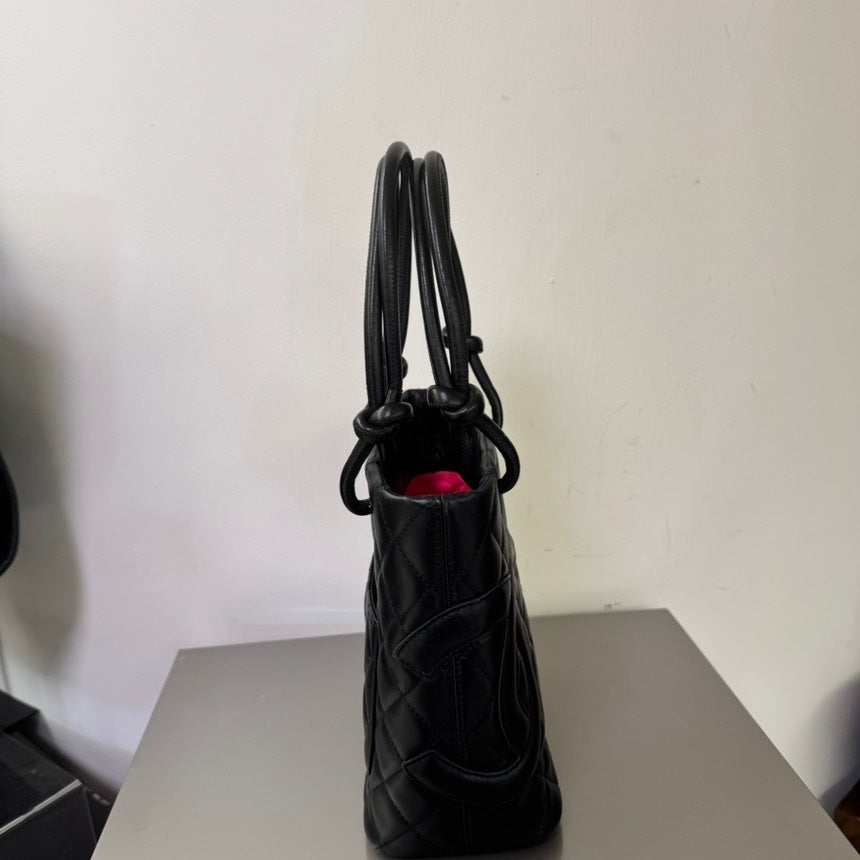 Chanel Cambon Black Quilted Leather Tote Bag Medium
