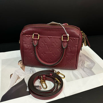 Louis Vuitton Speedy20 Burgundy Leather Monogram Satchel 20.5x13.5x12