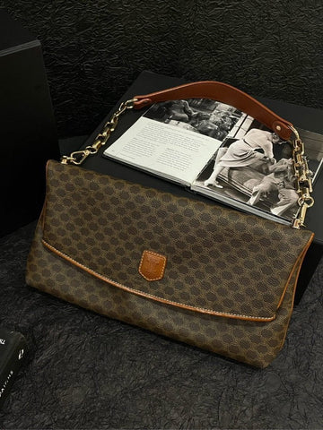 Celine Monogram Handle Bag Brown with Extra Straps
