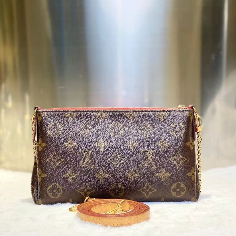 Louis Vuitton Pallas Clutch Brown Red Bag