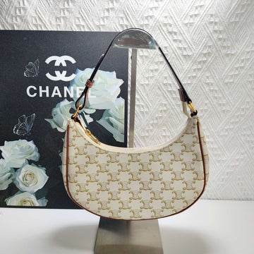 Celine Ava White Canvas Shoulder Bag