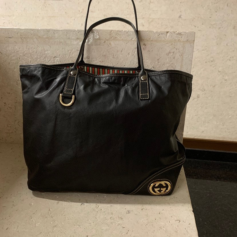 Gucci Leather New Britt Black Tote Bag