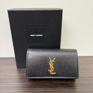 Saint Laurent Caviar Leather Key Pouch Black