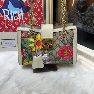 Gucci Padlock Flora Print Shoulder Bag