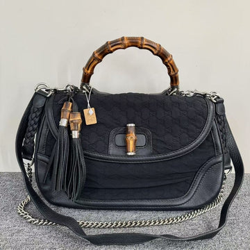 Gucci Bamboo Top Handle Black Two Way Bag