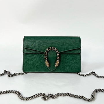 Gucci Dionysus Super Mini Wallet on Chain Green Rhinestone Detachable Strap