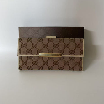 Gucci GG Canvas French Flap Wallet Beige