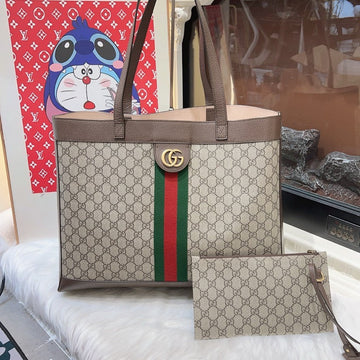 Gucci Ophidia Beige Canvas Tote Bag