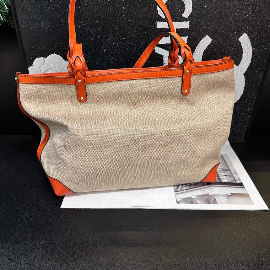 Gucci Orange Canvas Color Block Tote Bag