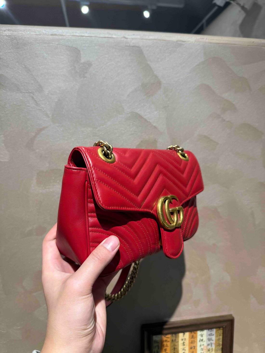 Gucci GG Marmont Red Leather Shoulder Bag