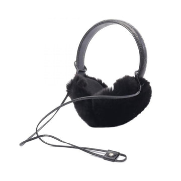 Gucci Gucci Sima Earmuffs Leather Rabbit Fur Black Accessories