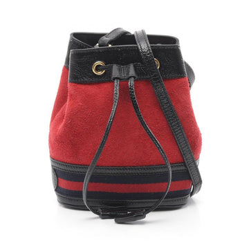 GUCCI Ophidia Mini Bucket Bag Embroidery Suede Leather Red Black 953012 Shoulder Bag