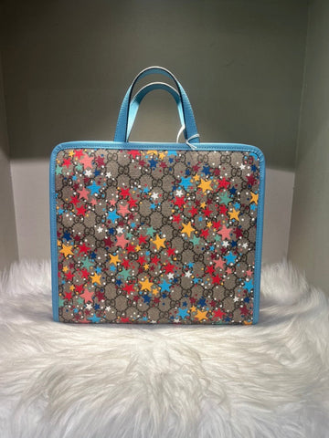 Gucci GG Supreme Star Print Blue Handle Bag