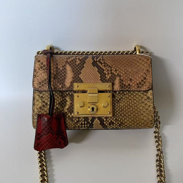 Gucci Padlock Small Python Shoulder Bag - Brown