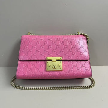 Gucci Padlock GG Leather Chain Bag Pink