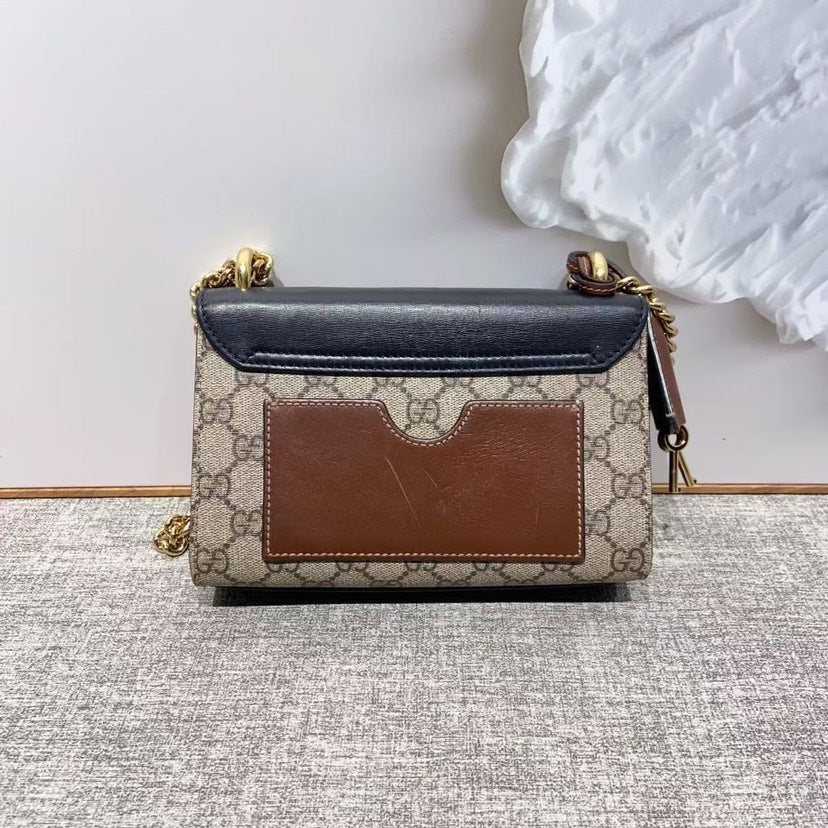Gucci Padlock Beige and Black Shoulder Bag