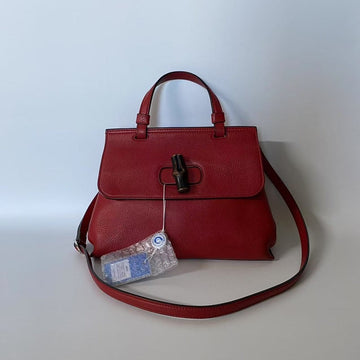 Gucci Bamboo Top Handle Bag Red Leather Satchel