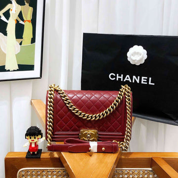 Chanel Le Boy Medium Burgundy Bag 2014