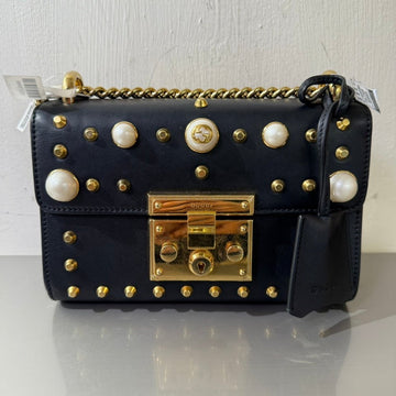 Gucci Padlock Pearl Black Leather Chain Bag