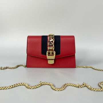 Gucci Sylvie Mini Red Wallet on Chain
