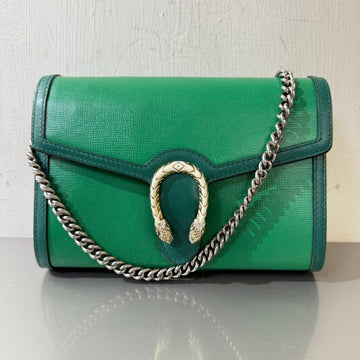 Gucci Dionysus Green Leather Wallet on Chain