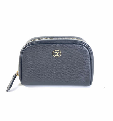 Preloved Chanel Pouch A-6951 Black Leather Clutch