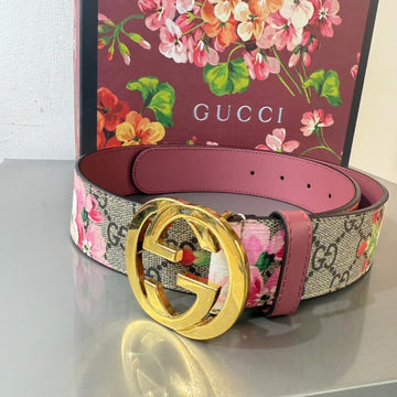 Gucci GG Floral Canvas Belt Pink 75cm 30 Inch
