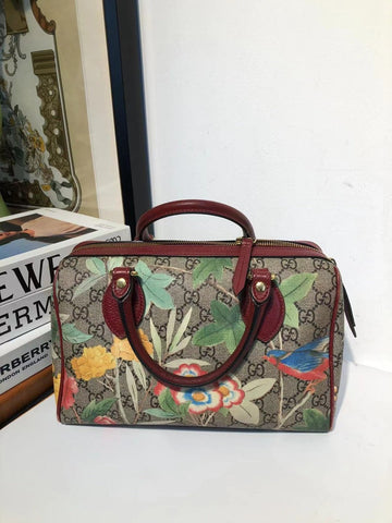 Preloved Gucci Boston Bag with Floral Pattern #5C
