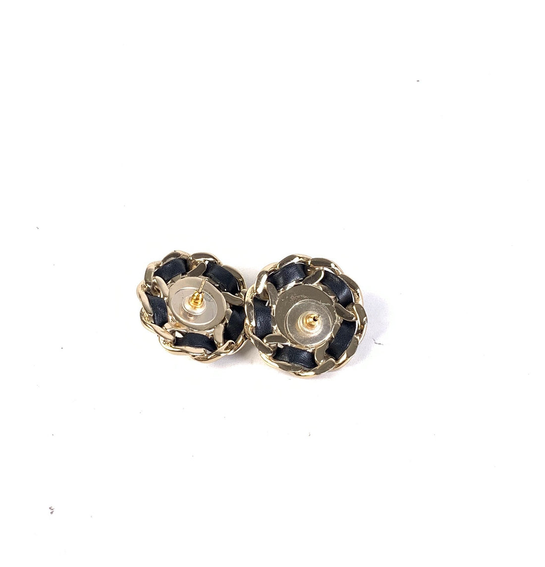 CHANEL Vintage Black Gold Earrings B-1952