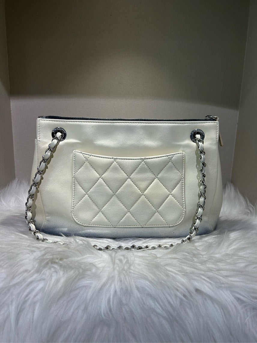 Chanel Classic Quilted White Chain Shoulder Bag