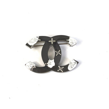 CHANEL Preloved Brooch B-1951 Black Silver Jewelry